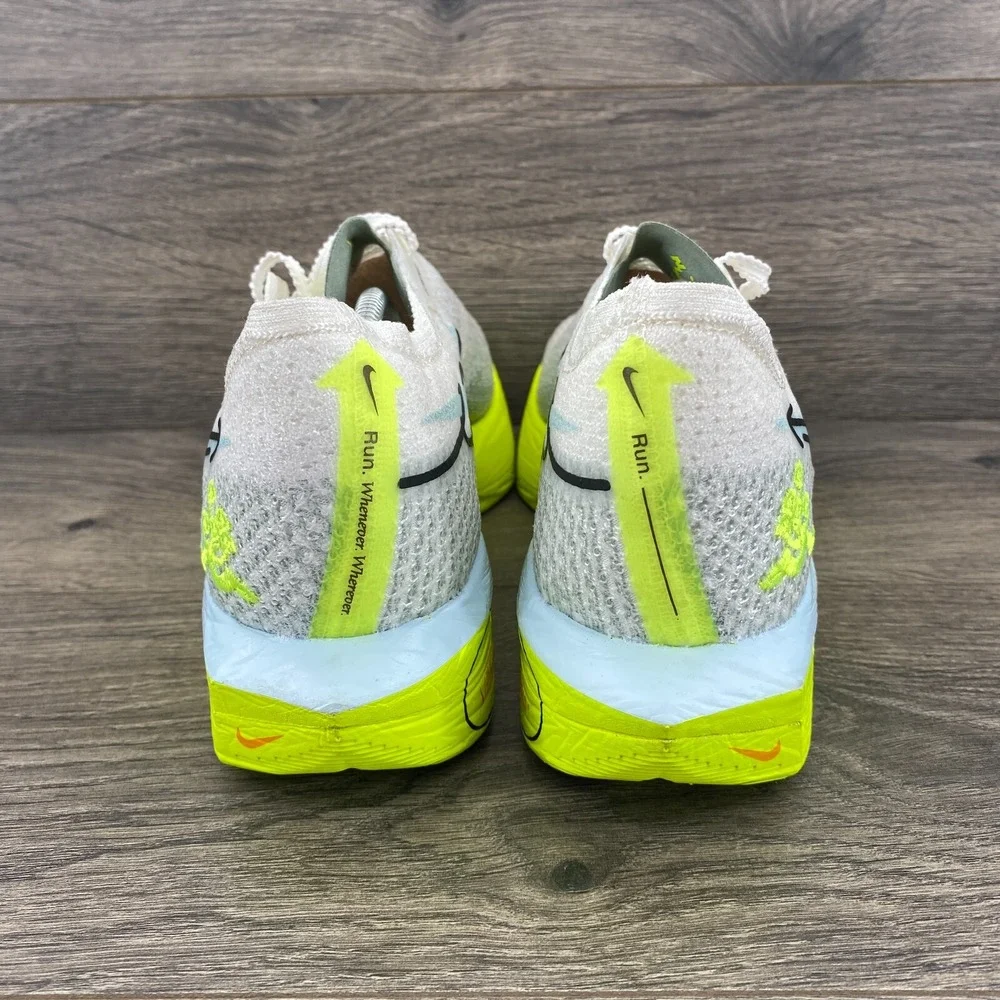 Nike ZoomX Vaporfly Next 3% FK Sail Volt Running Shoes Men's Size 8 White HQ3450